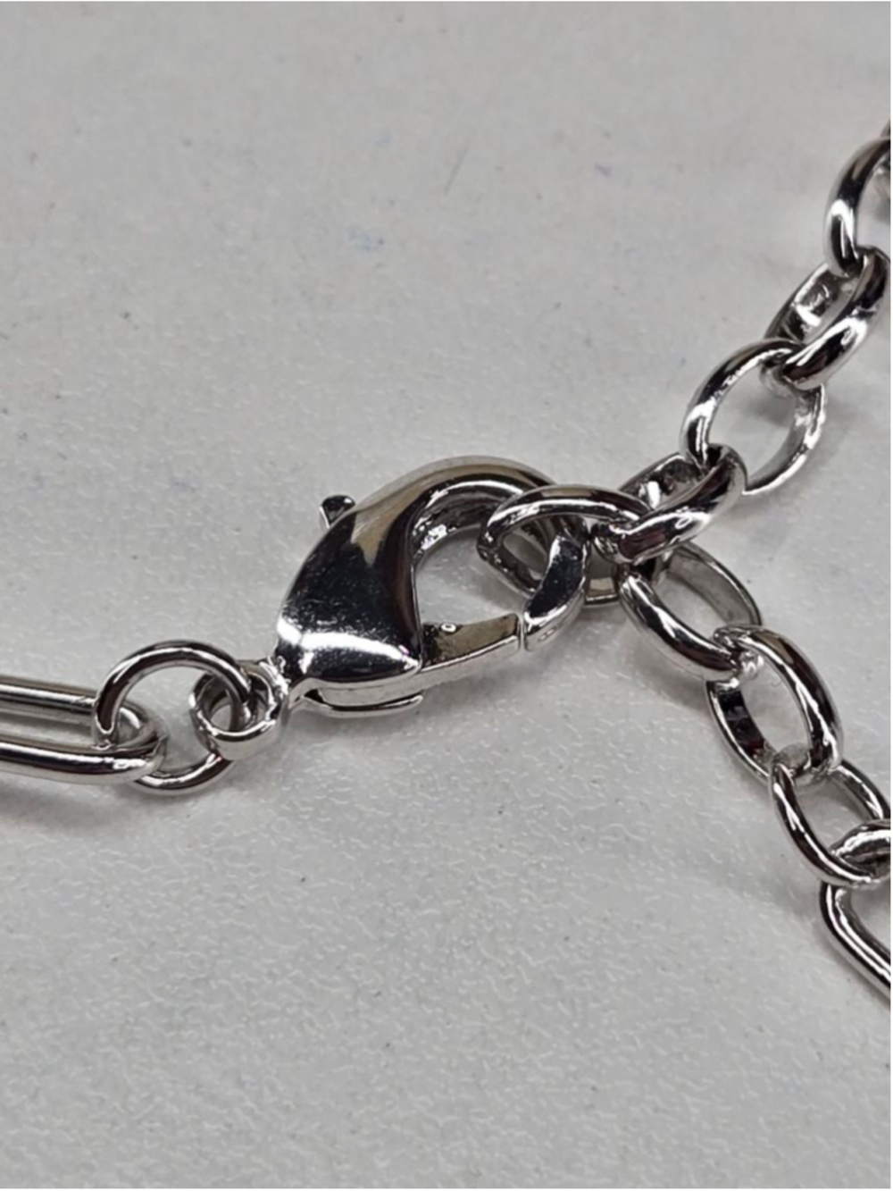 Bomb Party Necklace Blue Aragonite Pendant Rhodium Silvertone Paperclip Chain - Picture 3 of 10